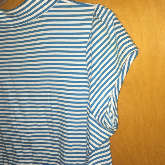 Dots Plus Size 3x white and teal striped top - Picture 4 of 8